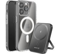 Pack MagSafe iPhone 14 Pro Max avec Coque Bi-matière et Powerbank 5000 mAh Swissten Transparent Transparent