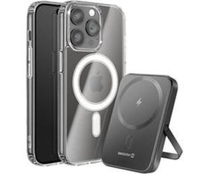 Pack MagSafe iPhone 14 Pro Max avec Coque Bi-matière et Powerbank 5000 mAh Swissten Transparent Transparent