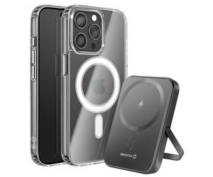 Pack MagSafe iPhone 15 Pro avec Coque Bi-matière et Powerbank 5000 mAh Transparent