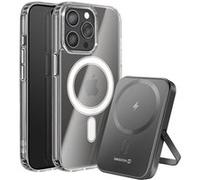 Pack MagSafe iPhone 15 Pro Max avec Coque Bi-matière et Powerbank 5000 mAh Swissten Transparent Transparent