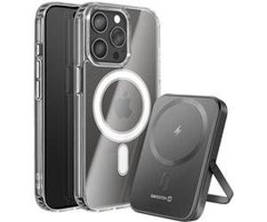 Pack MagSafe iPhone 15 Pro Max avec Coque Bi-matière et Powerbank 5000 mAh Swissten Transparent Transparent