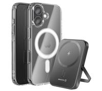 Pack MagSafe iPhone 16 Plus avec Coque Bi matière et Powerbank 5000 mAh Swissten Transparent