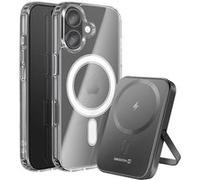Pack MagSafe iPhone 16 Plus avec Coque Bi-matière et Powerbank 5000 mAh Swissten Transparent Transparent