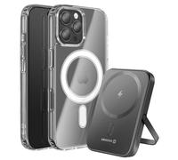 Pack MagSafe iPhone 16 Pro Max avec Coque Bi-matière et Powerbank 5000 mAh Swissten Transparent