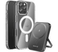 Pack MagSafe iPhone 16 Pro Max avec Coque Bi-matière et Powerbank 5000 mAh Swissten Transparent Transparent