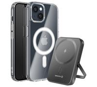Pack MagSafe pour iPhone 14 avec Coque Bi-matière et Powerbank 5000 mAh Swissten Transparent