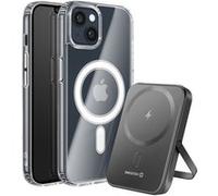 Pack MagSafe pour iPhone 14 Plus avec Coque Bi-matière et Powerbank 5000 mAh Swissten Transparent