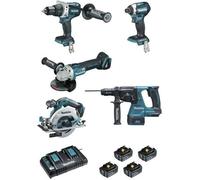 Makita - Ensemble De 5 Machines 18v 5ah (ddf481 + Dtd154 + Dga506 + Dhr243 + Dhs680) Dlx5038ptj Makita Dlx5038ptj