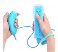 Pack Manette Contrôleur de jeu Wii U+ Nunshuck + Housse Bleu ciel