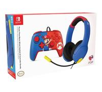 Pack Manette Filaire Rematch + Casque Super Mario Switch Airlite Pdp
