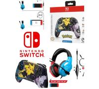 Manette filaire SWITCH Pokémon Pikachu Miaouss MEOWTH Officielle Nintendo avec Câble USB détachable + CASQUE SWITCH ROUGE NOIR