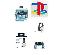 Pack Manette PS4 Manette Bluetooth BLEU CAMOUFLAGE 3.5 JACK + Casque Gamer BLANC PS4-PS5 PLAYSTATION