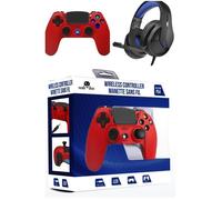 Pack Manette PS4 Manette Bluetooth ROUGE 3.5 JACK + Casque Gamer PRO-1661 PS4-PS5 PLAYSTATION SWITCH XBOX ONE X/S PC