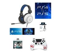 Pack Manette PS4 Manette Bluetooth ZOMBIE BLANCHE 3.5 JACK + Casque BLANC 1704 PS4-PS5 PLAYSTATION