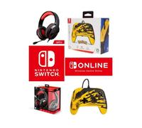 Pack Manette SWITCH Filaire Nintendo Pokémon Pikachu Lightning Officielle + Casque Gamer PRO H3 Rouge SPIRIT OF GAMER SWITCH