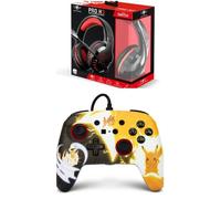 Pack Manette SWITCH Filaire Nintendo Pokémon Pikachu Meowth Officielle + Casque Gamer PRO H3 Rouge SPIRIT OF GAMER SWITCH