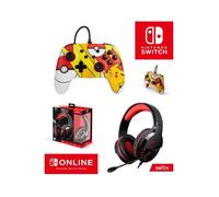 Pack Manette SWITCH Filaire Nintendo Pokémon Pikachu Pop Art Officielle + Casque Gamer PRO H3 Rouge SPIRIT OF GAMER SWITCH