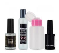 Pack Manucure Cleaner + Primer + Flacon Pompe + Twin Base Top Coat Pour Vernis Semi-Permanent Multicolore