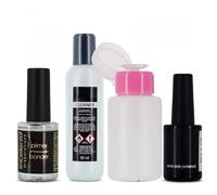 Pack Manucure Cleaner + Top Coat + Primer + Flacon Pompe pour vernis semi-permanent