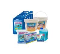 Pack MAREVA Kit Rev-Aqua 60 à 90 m3 - lot de 6 Algicide Ravatop 12 % - Réhausseur de TAC - Cartouches clarifiantes Reva-klar - Stabilisateur de pH