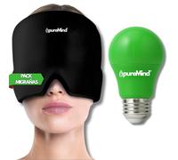 Pack Masque Migraine Gel 360° Froid et Chaud + Ampoule Lumière Verte - Bonnet Anti Migraine Soulagement Naturel des Maux de Tête et Migraines - Masque Froid + Casque Relaxant | PureMind