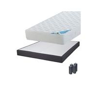MALDIVES - Pack Matelas 140x190 + Sommier Tapissier Démontable 2x20 Lattes Anthracites + Pieds Anthracites 15cm - Altobuy
