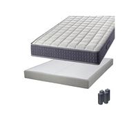 Pack Matelas 140x190 + Sommier Tapissier Démontable 2x20 Lattes Lin + Pieds Anthracites 15cm - SILHOUETTE -