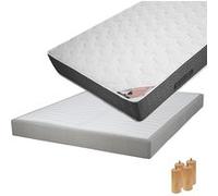 Ensemble matelas et sommier Altobuy BERMUDES - Pack Matelas 140x190 + Sommier Tapissier Démontable 2x20 Lattes Lin + Pieds Bois 15cm -