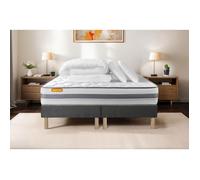 Pack matelas 160x200 + double sommiers 80x200 Memo Spring Ressorts ensachés 3 zones MAXI épaisseur + Couette + 2 oreillers