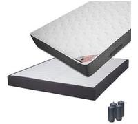 Ensemble matelas et sommier Altobuy BERMUDES - Pack Matelas 160x200 + Sommier Tapissier Démontable 2x20 Lattes Anthracites + Pieds Anthracites 15cm -
