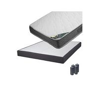 Pack Matelas 160x200 + Sommier Tapissier Démontable 2x20 Lattes Anthracites + Pieds Anthracites 15cm - JAVA -