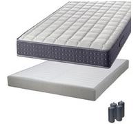 SILHOUETTE - Pack Matelas 160x200 + Sommier Tapissier Démontable 2x20 Lattes Lin + Pieds Anthracites 15cm - Altobuy