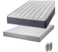Pack Matelas 160x200 + Sommier Tapissier Démontable 2x20 Lattes Lin + Pieds Argent 15cm - SILHOUETTE - ALTOBUY G