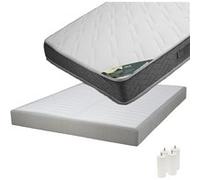 JAVA - Pack Matelas 160x200 + Sommier Tapissier Démontable 2x20 Lattes Lin + Pieds Blancs 15cm -