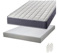SILHOUETTE - Pack Matelas 160x200 + Sommier Tapissier Démontable 2x20 Lattes Lin + Pieds Blancs 15cm - Altobuy