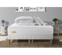 PACK Matelas 180x200 + double sommiers 90x200 Memo Bio Mousse a memoire de forme 5 zones de confort Maxi epaisseur