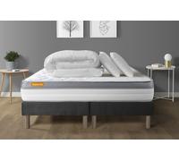 Pack matelas 180x200 + double sommiers gris 90x200 Memo Zen Mousse a memoire de forme 5 zones de confort MAXI epaisseur