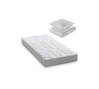 Pack matelas 90x190 cm + couette + oreiller - 330 Ressorts ensachés - 5 zones de confort - 19 cm - Ferme - DEKO DREAM Springmax