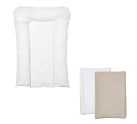 Pack matelas à langer flocons écru + 2 housses blanc et taupe