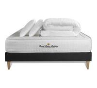 Pack Balmoral 140 x 200 cm Matelas + Sommier Noir + 2 oreillers de mmoire de forme 60x40 cm + 1 couette 250 grammes 240x220 cm - 24cm - Mmoire de forme - Enveloppant - Sommier Tapissier Noir - Avec co