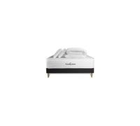 Pack matelas a memoire de forme maxi epaisseur Buckingham 140x190cm sommier KIT noir + 2 oreillers + 1 couette 240x220cm