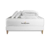 Pack matelas à mémoire de forme maxi épaisseur Buckingham 200x200cm + sommier KIT blanc + 2 oreillers + 1 couette