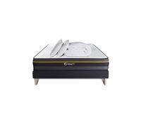 Pack Matelas Active 140x190 + sommier Noir + Couette + 2 oreillers | Epaisseur : 24 cm | Confort : Ferme