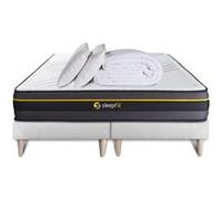 Ensemble matelas et sommier Sleepfit Pack matelas ACTIVE 160x200 + double sommiers blanc 80x200 + Couette + 2 oreillers
