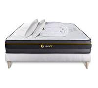Pack prêt à dormir 160x200 matelas ACTIVE + sommier kit blanc + 2 oreillers mémoire de forme 60x40cm + Couette Percale 260x240cm