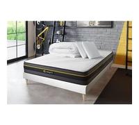 Pack prêt à dormir 140x190 matelas ACTIVE + sommier kit blanc + 2 oreillers mémoire de forme 60x40cm + Couette Percale 240x220 c
