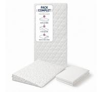 P'TIT LIT Pack Sommeil Bébé 3-en-1 - Matelas 60x120x10 cm Réversible - Plan Incliné Déhoussable Étoiles Dorées - Protège-Matelas en Molleton Doux - Déhoussable - Certifié Oeko-Tex & Certipur