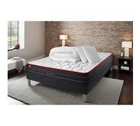 Pack Matelas Boost - Ressorts ensachés et mémoire de forme - Ep : 26cm - Sommier kit Noir avec couette et 2 oreillers G