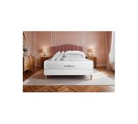 Pack matelas a memoire de forme maxi epaisseur Buckingham 140x190cm sommier KIT blanc + 2 oreillers + 1 couette 240x220cm