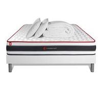 Pack matelas ENERGY 140x190 + sommier blanc + Couette + 2 oreillers